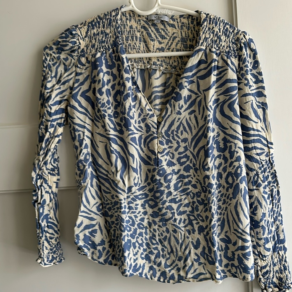 Rails off white and light blue print blouse